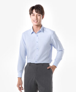 Áo sơ mi nam dài tay Café-DriS khử mùi - Xanh nhạt