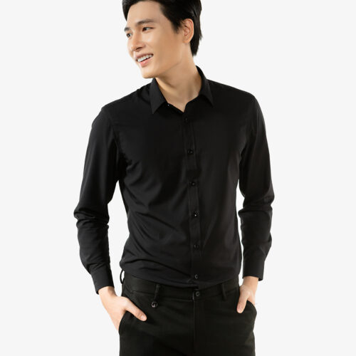 Áo sơ mi nam dài tay Café-DriS khử mùi - Đen