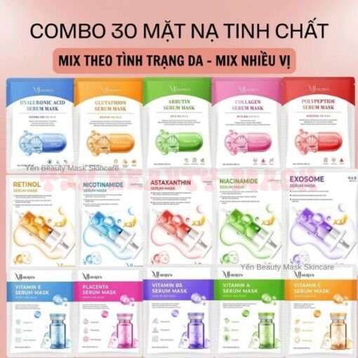 30 Mặt Nạ Tinh Chất MINJYN Cao Cấp Với Các Dưỡng Chất Như Vitamin C, Vitamin B5, BHA, HA Dưỡng Ẩm Da,  Dưỡng Trắng Da, Kiềm Dầu, Căng Bóng Phục Hồi, Mềm Mướt Da mặt nạ trắng da, mask giấy, Skincare, Cosmetics, Face, kiểm soát lỗ chân lông, gel đủ vị