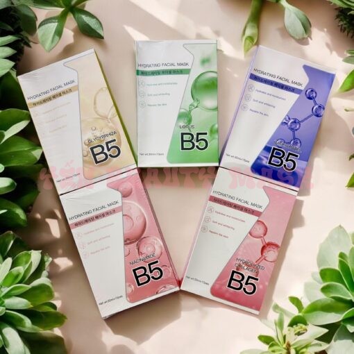 Hộp 10 miếng mặt nạ B5 cao cấp với 5 dòng chuyên biệt giúp cấp ẩm, phục hồi hư tổn, giúp da trắng sáng, làm sạch da, giảm lỗ chân lông dùng được cho da bầu, sau nặn mụn lăn kim, Skincare Cosmetics Kem mask giấy Face, gel đủ vị