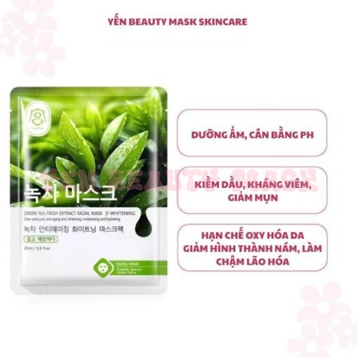 Mặt nạ trà xanh, tràm trà giúp cấp ẩm, kiềm dầu, kháng viêm, giảm mụn và thu nhỏ lỗ chân lông to, còn giúp hạn chế oxy hóa da, giảm nám và chậm lão hóa da Skincare Cosmetics Kem mask giấy Face, gel đủ vị, mặt nạ ngủ, mask