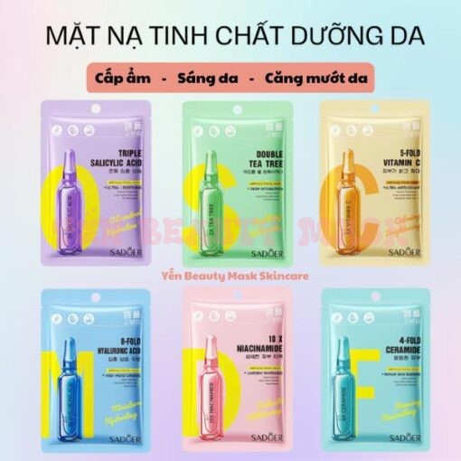Combo 6 dòng mặt nạ SADOER cấp ẩm và cấp nước cho da, phục hồi da hư tổn, giảm lỗ chân lông to, giúp da căng mướt, giảm nhăn và hạn chế lão hóa phù hợp cho mọi loại da Skincare Cosmetics Dưỡng Ẩm Da Làm Đẹp Da mask giấy b5