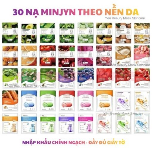 30 Mặt Nạ MINJYN Cao Cấp Dưỡng Trắng Da, Cấp Ẩm, Kiềm Dầu, Căng Bóng Cũng Như Phục Hồi, Mềm Mướt Da mặt nạ trắng da mờ thâm mụn, mask giấy, Skincare, Cosmetics, Face, kiểm soát lỗ chân lông, gel đủ vị